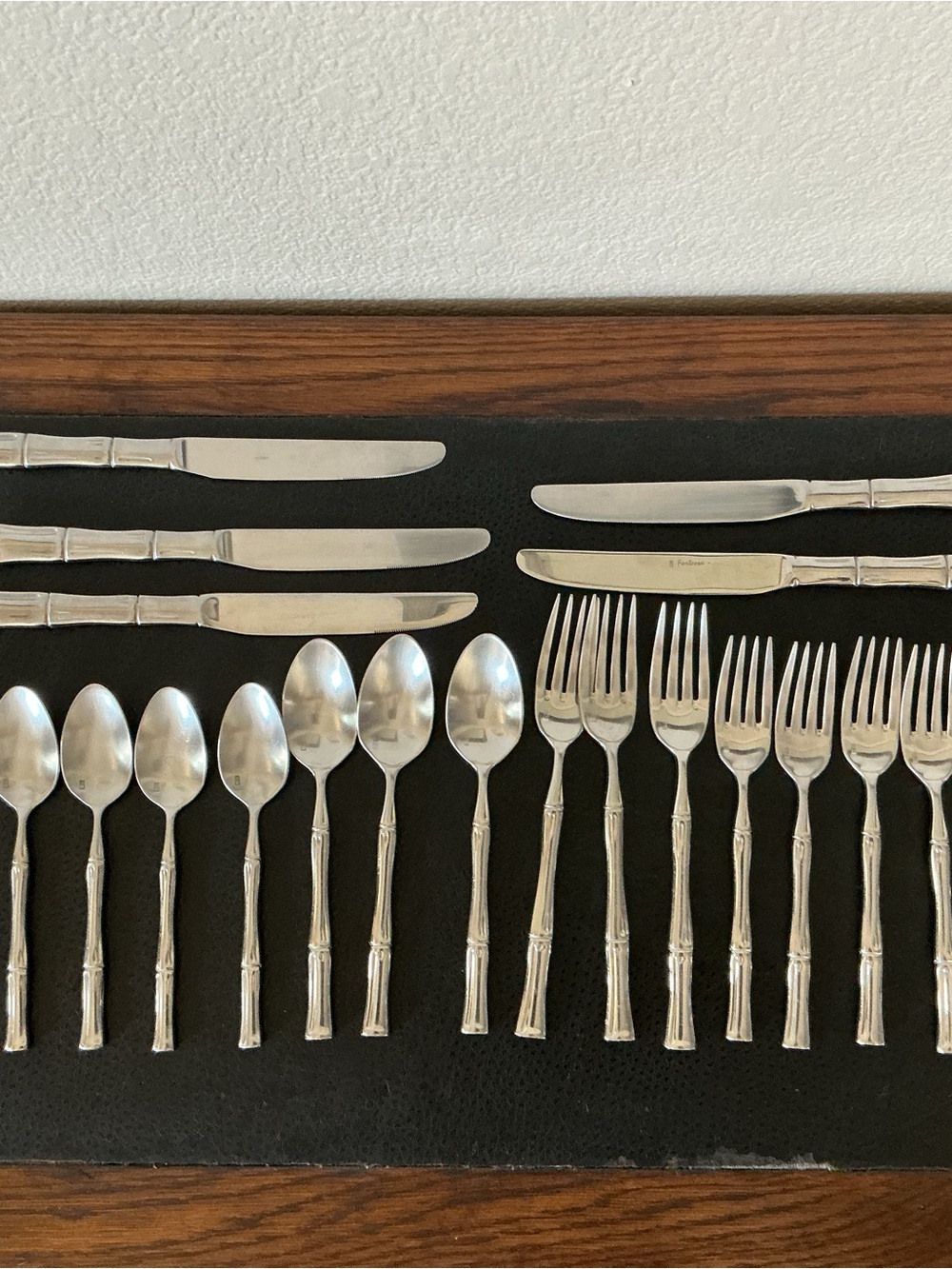 Fortessa Flatware Bamboo Table Salad Fork Table Knife Coffee Spoon Mix Lot of 21